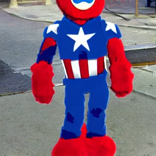 Image similar to elmo as captain america