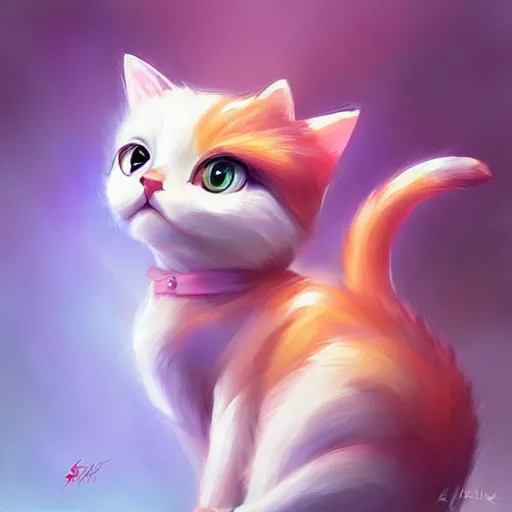 Image similar to Kawaii Cat in the style of stefan kostic, art by artgerm