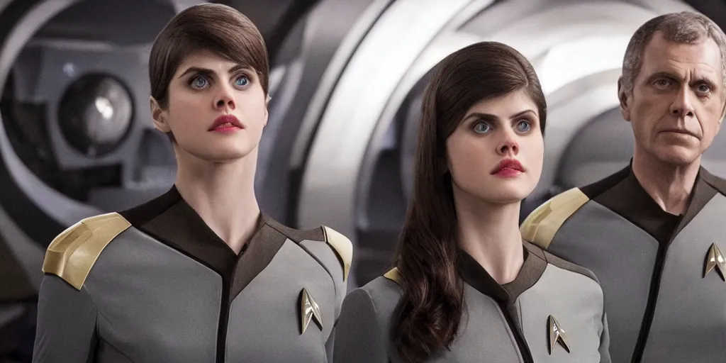 Image similar to Alexandra Daddario is the captain of the starship Enterprise in the new Star Trek movie