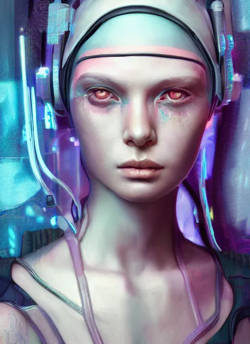 Prompt: detailed full body pastel painting of a cyberpunk female, beautiful face, insanely detailed and intricate, octane render, 4k