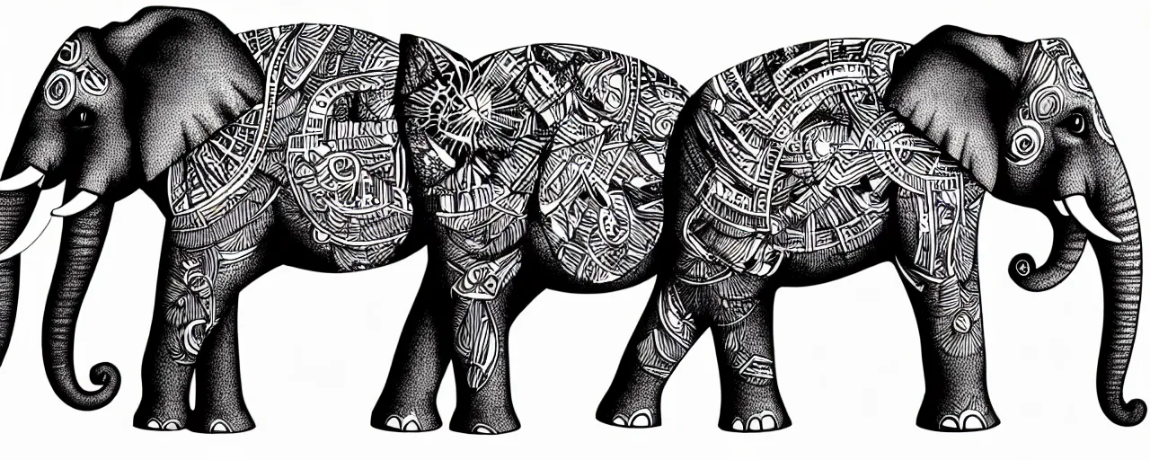 Image similar to a full page schematic diagram illustration of a elephant cat hybrid, ultra detailed, 4 k, intricate, encyclopedia illustration, fine inking lines