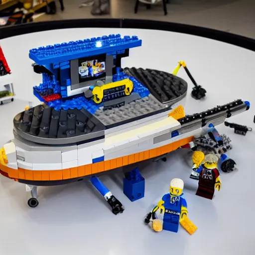 Image similar to A LEGO toy box for SpaceX Starbase in Texas