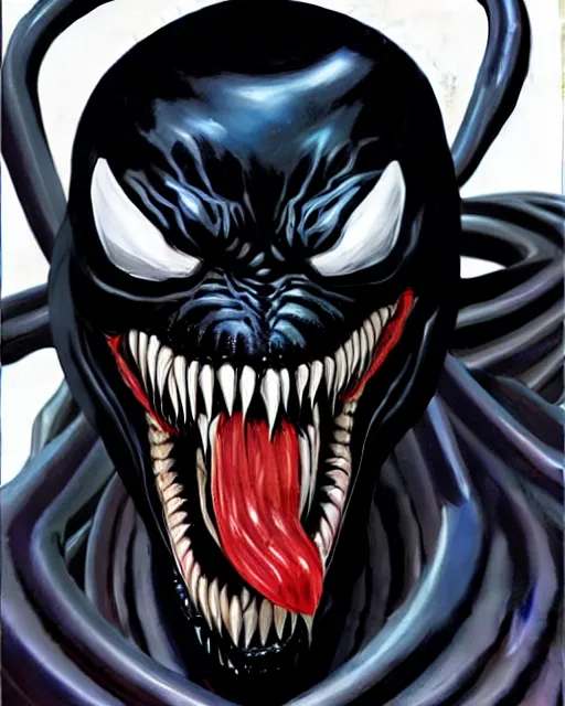 Prompt: a portrait of Venom by Javier Garron, Gerardo Sandoval and Clayton Crain