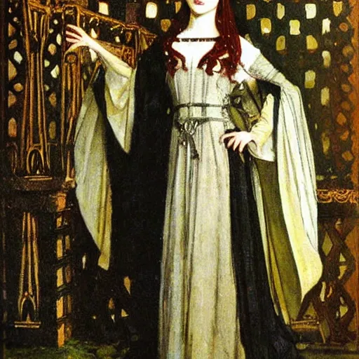 Image similar to beautiful young medieval queen by howard pyle