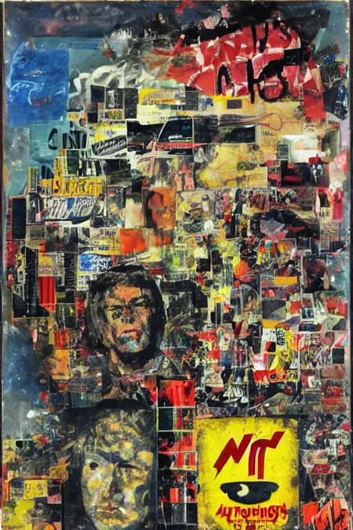 Image similar to highway to hell, by mimmo rotella