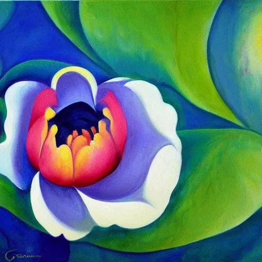 Image similar to A beautiful painting of flowers by Georgia O\'Keeffe