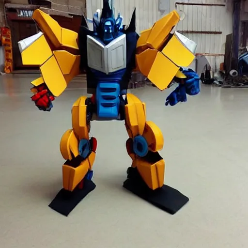 Prompt: homemade Transformers cosplay Eva foam