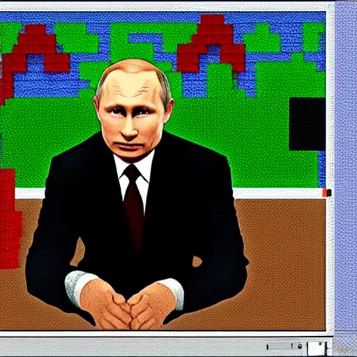 Image similar to vladimir putin in minecraft