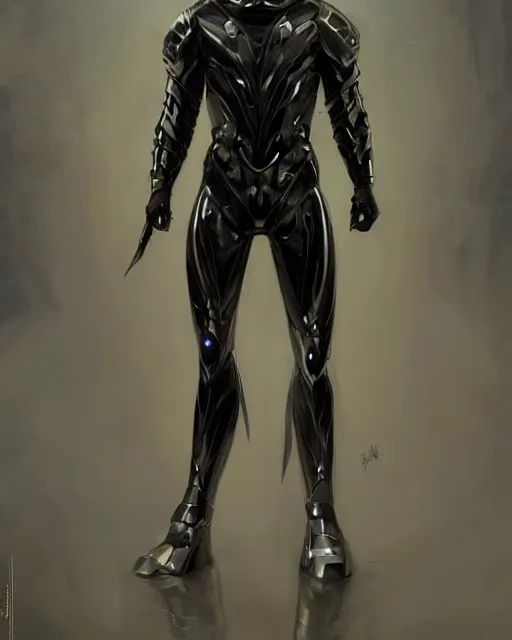 Prompt: wiry muscular male smooth sleek glossy black pearlescent scifi armor, by greg rutkowski and mark brookes and jim burns and tom bagshaw and magali villeneuve, trending on artstation