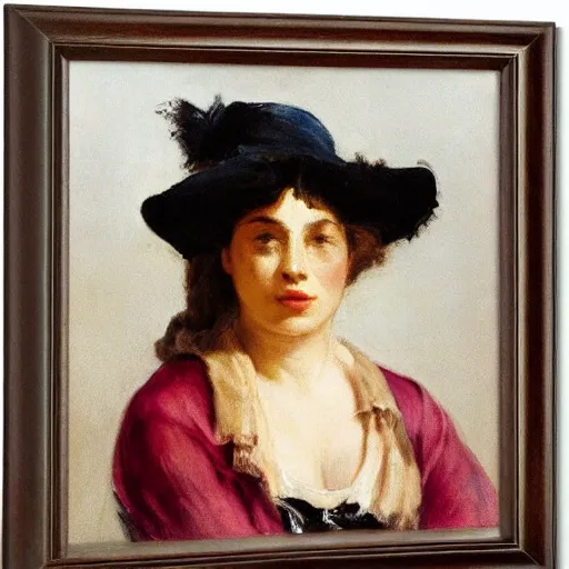 Prompt: woman wearing a panama hat, by eugene delacroix.