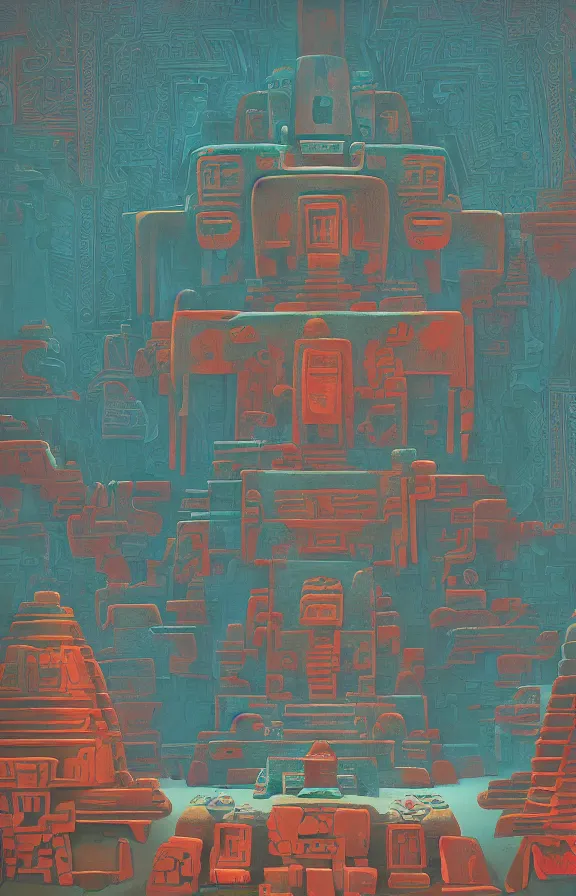 Image similar to mayan artifacts, sharp focus, james gilleard, print, game art