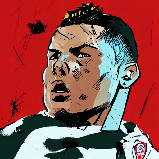 Image similar to ronaldo og in the style of ashley wood # realronaldo