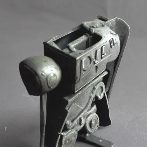 Image similar to photo of old Soviet steel toy, 1930s, retro, 35 mm