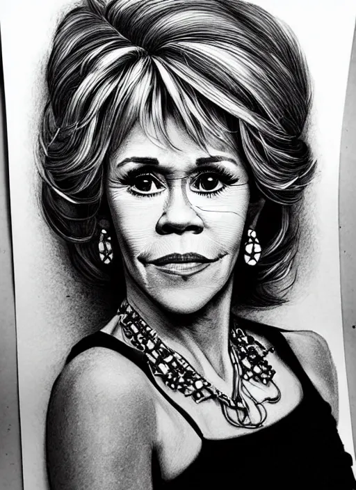 Image similar to highly detailed portrait of jane fonda, photographic realistic background, by royal jafarov, by dustin hobert, by joe fenton, by kaethe butcher, trending on instagram, award winning details