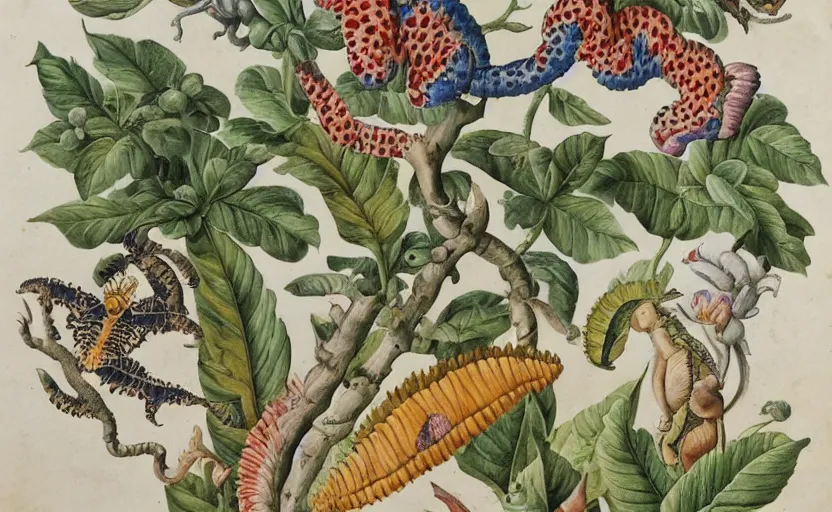 Image similar to painting in the style of maria sibylla merian