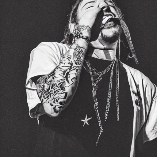 Prompt: post malone, sneezing