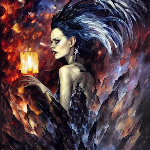 Image similar to darkness monster by arthur adams, charlie bowater, leonid afremov, chiho ashima, karol bak, david bates, tom chambers