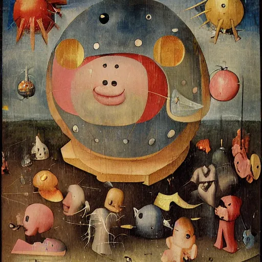 Prompt: hieronymus bosch, kirby