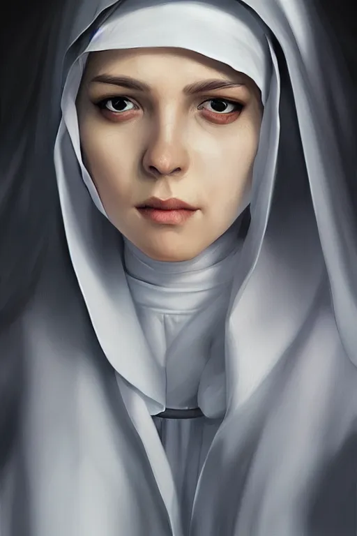 Image similar to Nun portrait, by artgerm, WLOP