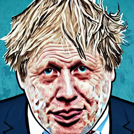 Prompt: Alegria illustration of boris johnson