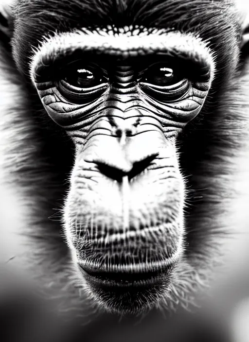 Image similar to a monkey with the face of danny devito, photography, f / 4. 0