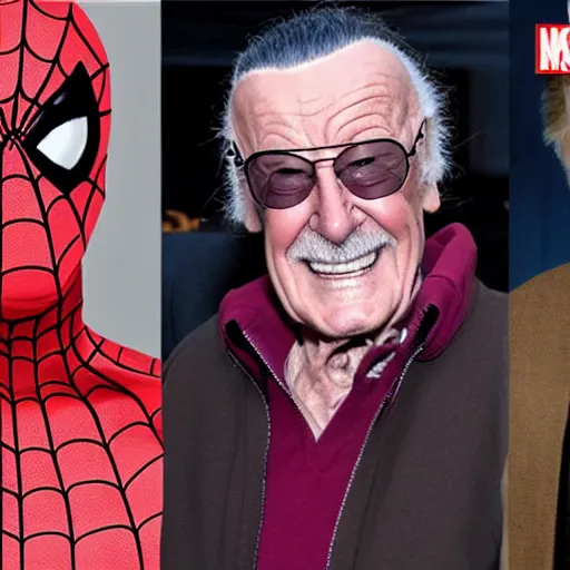 Image similar to stan lee is spiderman