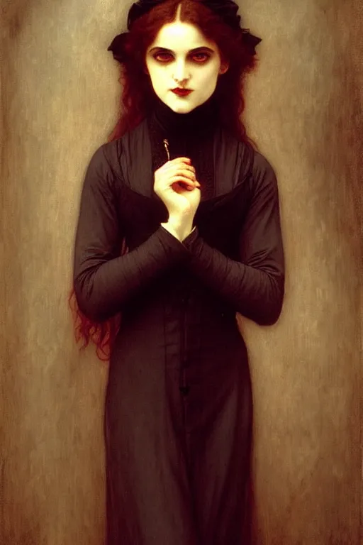 Image similar to victorian vampire, painting by rossetti bouguereau, detailed art, artstation