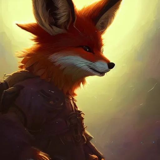 Image similar to a beautiful portrait of a cute vulpera, a nomadic fox. intricate, epic lighting, cinematic composition, hyper realistic, 8 k resolution, unreal engine 5, by artgerm, tooth wu, dan mumford, beeple, wlop, rossdraws, james jean, marc simonetti, artstation