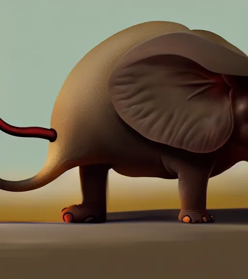 Prompt: an extremely detailed masterpiece of a mouse with elephant ears and a trunk for his mouth, inspired by goro fujita, digital art, cinematic lighting, trending in artstation, 4 k