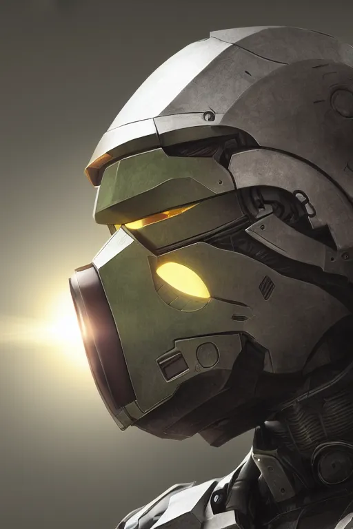 Image similar to robot ninja mask helmet halo master chief radiating a glowing aura global illumination ray tracing hdr fanart arstation by ian pesty and katarzyna da „ bek - chmiel