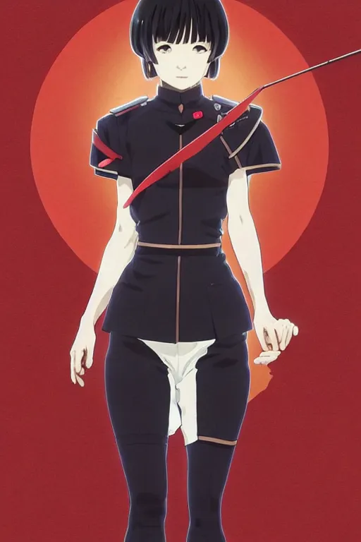 Image similar to ilya kuvshinov full body anime portrait of shiina ringo, last exile,, murata range, fine detail, perfect anime face, dramatic lighting, dynamic composition, moody, art deco, cel shading, vivid, stippled lighting, rich texture, yoshinari yoh, alphonse mucha, takashi murakami, ( ( ( colorful ) ) )