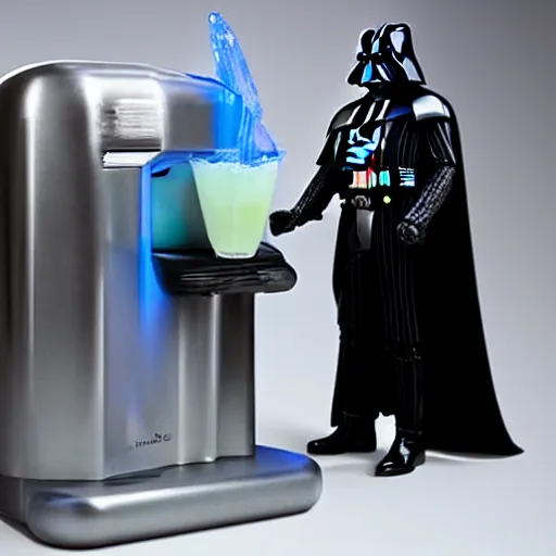 Prompt: a photo of darth vader as a water dispenser