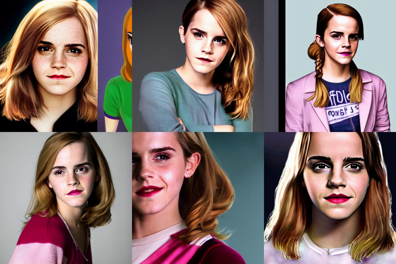 Prompt: Emma Watson as Gwen Stacy, chubby, soft studio lighting