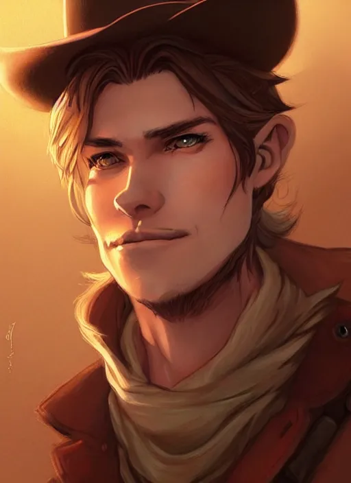 Image similar to beautiful portrait commission of a male furry anthro timber wolf eyes wearing old-timey Sherriff's clothes in an old-timey desert town. Atmospheric. Character design by charlie bowater, ross tran, artgerm, and makoto shinkai, detailed, inked, western comic book art
