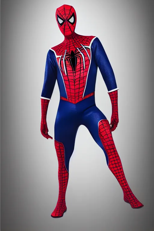 Prompt: an adult spiderman halloween costume ad, full body concept, full height,