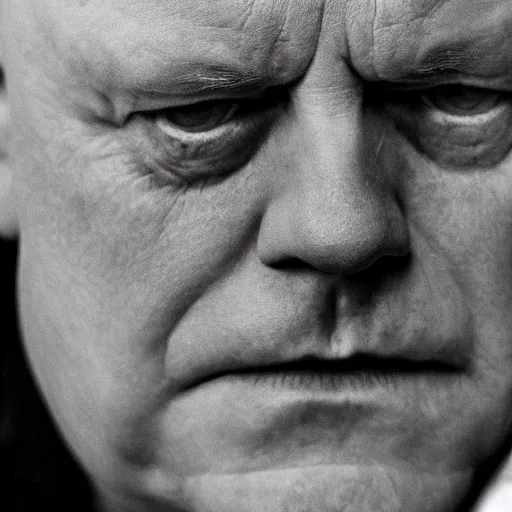 Image similar to hank schrader staring at camera, close - up 4 k horror black and white photography midnight urban