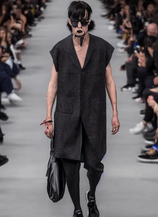 Image similar to hyperrealistic and heavy detailed balenciaga runway show of hannibal lecter, leica sl 2 5 0 mm, vivid color, high quality, high textured, real life