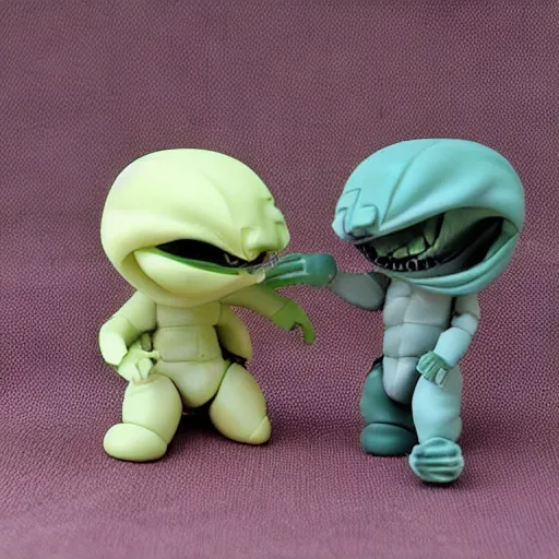 Image similar to cute!!!!! xenomorph action figure, pastel colors, home display, high quality photo