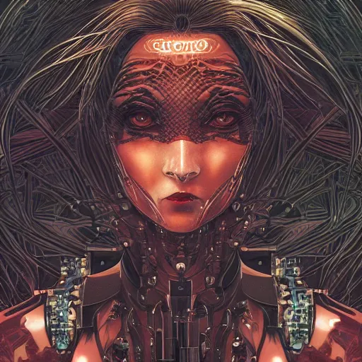 Image similar to portrait of crazy seductive cyberpunk woman, symmetrical, by yoichi hatakenaka, masamune shirow, josan gonzales and dan mumford, ayami kojima, takato yamamoto, barclay shaw, karol bak, yukito kishiro
