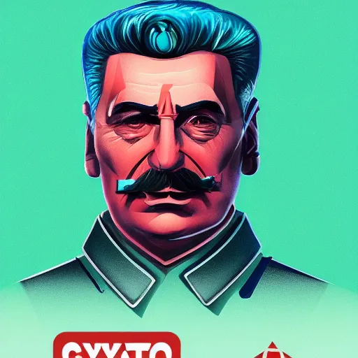 Image similar to cyberpunk joseph stalin as the leader of a futuristic communist society, cybernetics, sharp lines, digital, artstation, colored in