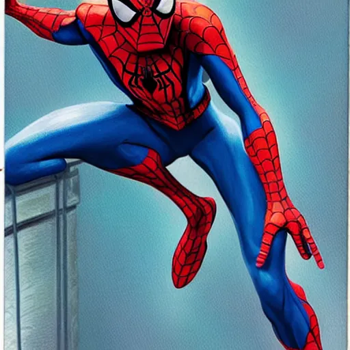 Image similar to spider - man drawn by quinton hoover mtg card art,
