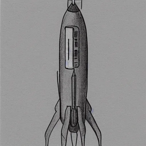 Image similar to lenoardo da vinci sketch of modern rocket