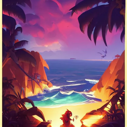 Image similar to painting treasure on sea of thieves game smooth median photoshop filter cutout vector, behance hd by jesper ejsing, by rhads, makoto shinkai and lois van baarle, ilya kuvshinov, rossdraws global illumination