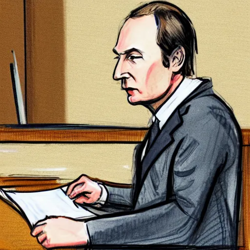 Image similar to court sketch of bob odenkirk testifying