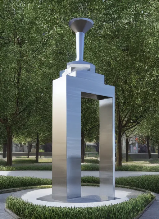 Image similar to highly detailed realistic architecture 3 d render of a futurisctic metallic stele made from balls standing in a city park, archdaily, made in unreal engine 4 octane render