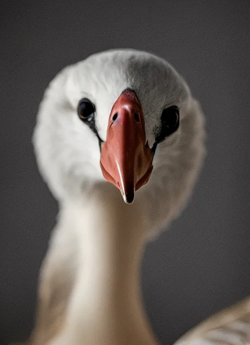 Image similar to closeup portrait of a goose lawyer in court, natural light, bloom, detailed face, magazine, press, photo, steve mccurry, david lazar, canon, nikon, focus