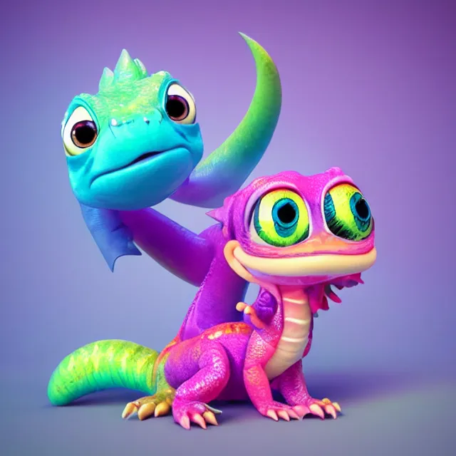 Prompt: a cute baby dragon, big eyes, pixar animation style, soft fur, by jeff koons, by lisa frank, octane render, by takashi murakami, toy, colorful, spectral color, 5 d, ultra - hd, happy, good, mini, volumetric lighting