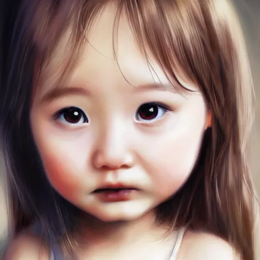 Image similar to very cute baby with cameron diaz face, shin min jeong, trending on artstation