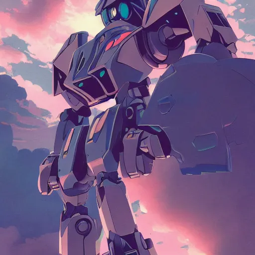 Image similar to close up pilot, looking up at giant mech, forest, key art, sharp lines, towering above a small person, aesthetic, anime, trigger, shigeto koyama, hiroyuki imaishi