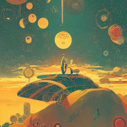 Image similar to illustration of something in mind by Victo Ngai and James Gilleard and Bruce Pennington